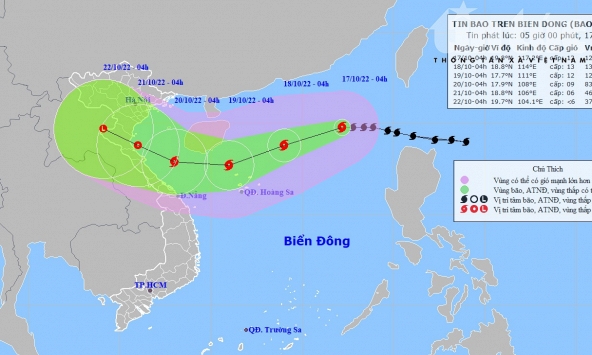 Bão số 6 giật cấp 14 cách quần đảo Hoàng Sa 720km