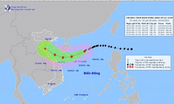Bão số 6 mạnh lên cấp 13 rồi suy yếu khi vào gần bờ