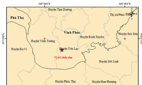Động đất xảy ra ở Vĩnh Phúc, Lai Châu