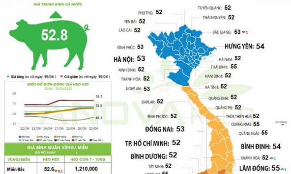 Giá heo hơi hôm nay 21/4: Mức giá 55.000 đồng/kg xuất hiện ở một số địa phương