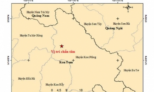 Kon Tum lại xảy ra động đất mạnh nhất từ đầu năm