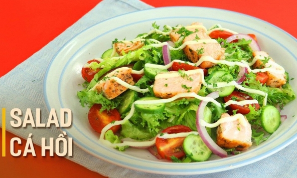 Hướng dẫn làm món salad cá hồi sốt dầu giấm