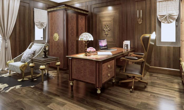 Phòng làm việc sang trọng, đẳng cấp theo phong cách cổ điển châu Âu