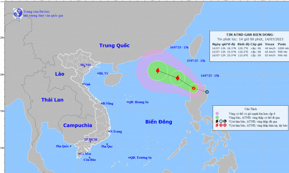Áp thấp nhiệt đới ở biển Đông tiếp tục mạnh lên trong những ngày tới