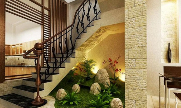 Cách bố trí tiểu cảnh gầm cầu thang hợp phong thủy để tránh gây họa