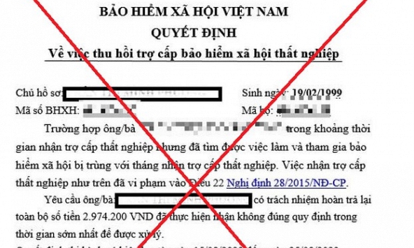 Cảnh báo chiêu lừa mới, mạo danh BHXH thu hồi tiền trợ cấp thất nghiệp