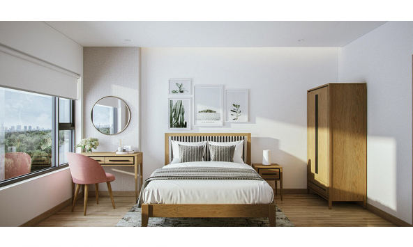 Phòng ngủ phong cách Bắc Âu đơn giản nhưng mang tính ứng dụng cao