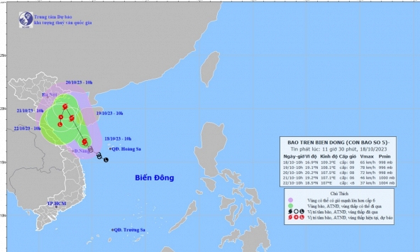 Áp thấp nhiệt đới đã mạnh lên thành bão số 5