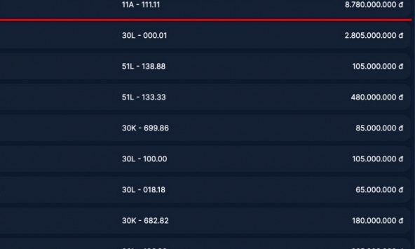 Biển số 11A-111.11 được chốt giá gần 9 tỷ đồng