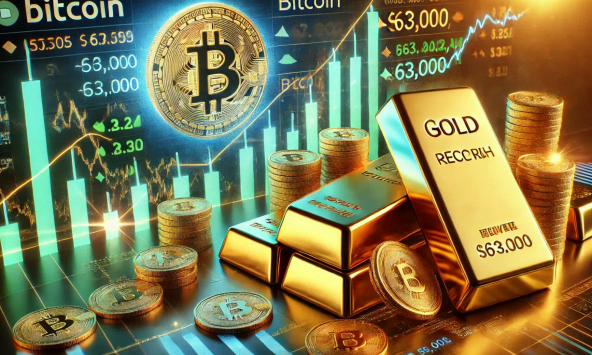 Vàng đạt mức cao kỷ lục khi cảm giác hưng phấn về rủi ro mất dần, Bitcoin củng cố trên 63.000 USD