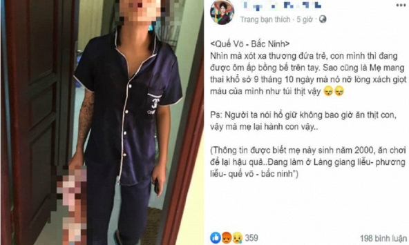 Tìm ra người mẹ trẻ xăm trổ xách lủng lẳng con mới sinh ở Bắc Ninh