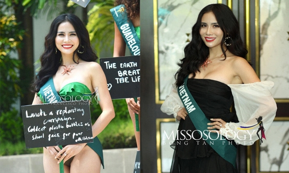 Những hình ảnh đầu tiên của Hoàng Hạnh tại Miss Earth 2019, cố gắng giới thiệu hoa sen bằng tiếng Anh