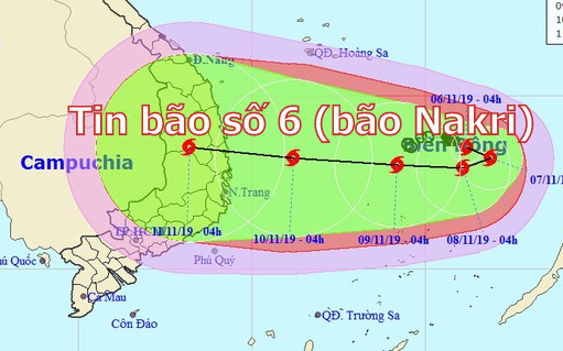 Bão số 6 hướng đi phức tạp, có thể vào Nam Trung bộ