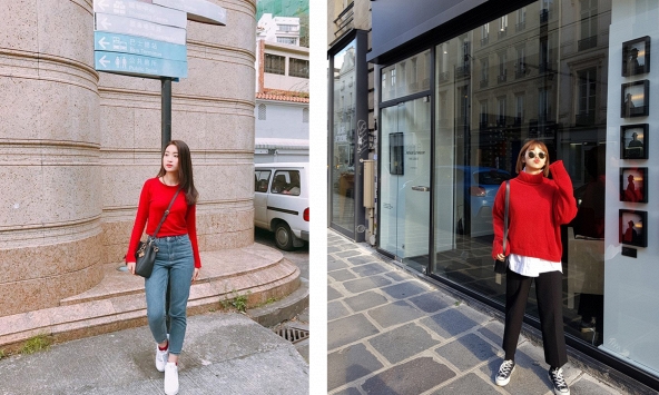 10 gợi ý mix đồ với áo len đỏ cho Noel rực rỡ, ấm áp