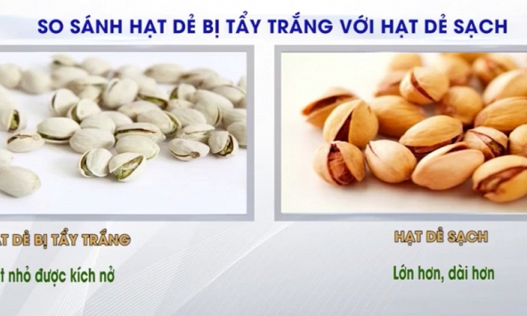 Mẹo nhận biết hạt dẻ cười tẩy trắng bằng hóa chất