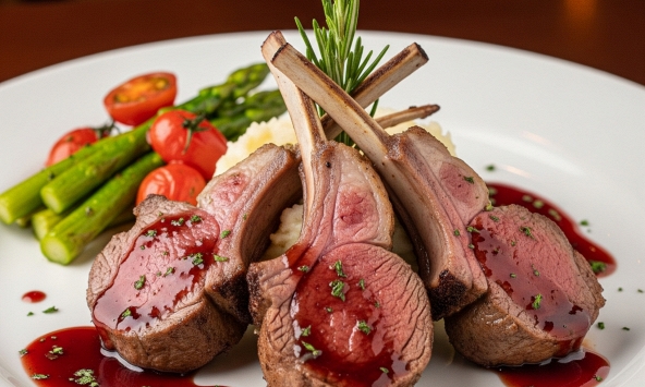 Sườn cừu sốt vang đỏ, món Âu được ưa chuộng trong bàn tiệc Việt