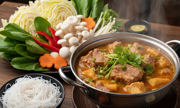 Lẩu sườn khoai môn hương vị ấm áp cho những ngày se lạnh