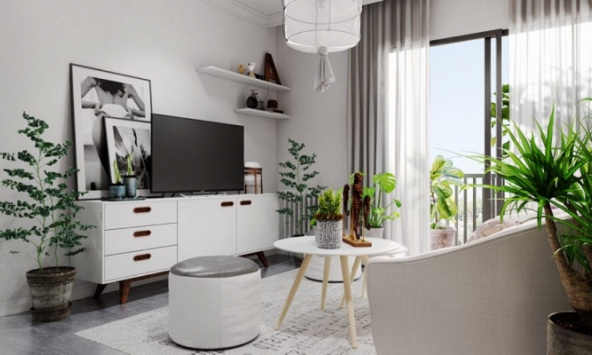 Phòng khách nhà ống, nhỏ nhưng...có võ!