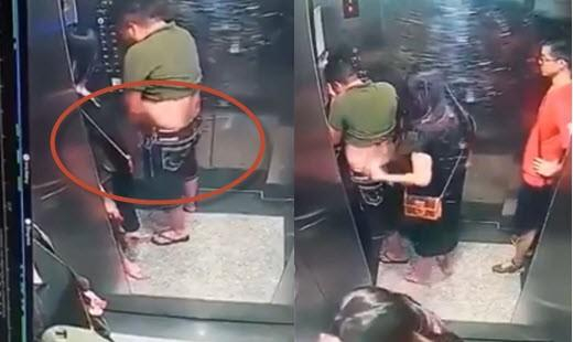 Người đàn ông vô tư tiểu tiện trong thang máy tại TP.HCM