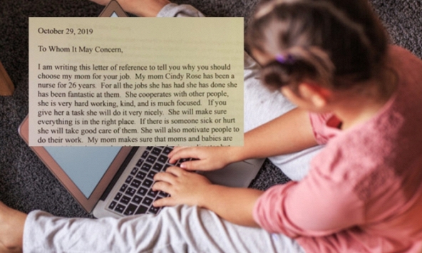 Bé gái 8 tuổi viết thư xin việc cho mẹ