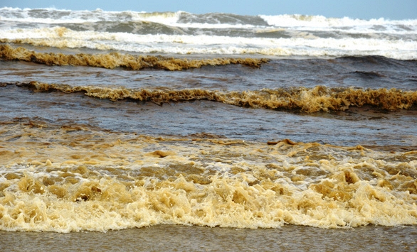 Nước biển Quảng Ngãi nổi bọt vàng, đục ngầu và có mùi hôi 