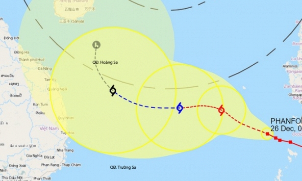 Bão Phanfone vào biển Đông với sức gió mạnh nhất