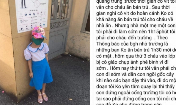 Học sinh cấp 1 phải đứng ngoài trời nắng vì đi học sớm 15 phút, phụ huynh và hiệu trưởng nói gì?