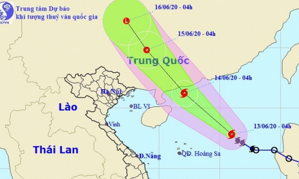 Bão số 1 đạt cường độ cực đại giật cấp 12 trước khi vào đất liền