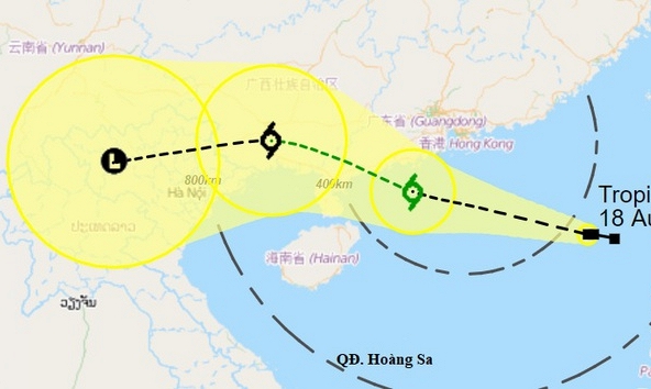 Áp thấp nhiệt đới trên Biển Đông đang mạnh lên thành bão