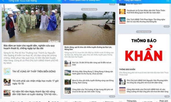 Các tỉnh cập nhật tình thời tiết, lũ lụt qua trang Zalo