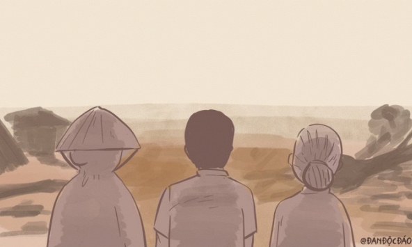 Những bức tranh về mưa bão miền Trung gây xúc động mạnh