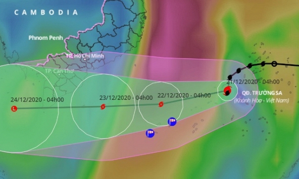 Bão số 14 duy trì cường độ mạnh cấp 8, giật cấp 10