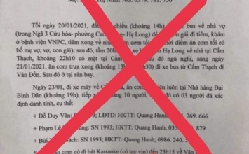 Tờ khai bệnh nhân Covid-19 đi karaoke 'tay vịn' lan truyền trên mạng là sai sự thật