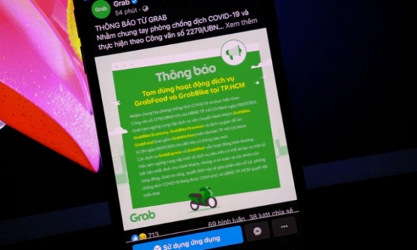 TPHCM: Grab, Now thông báo ngừng cung cấp dịch vụ giao thức ăn