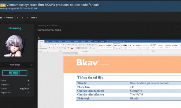 Dữ liệu mã nguồn, thông tin nội bộ của Bkav bị rao giá 250 nghìn USD