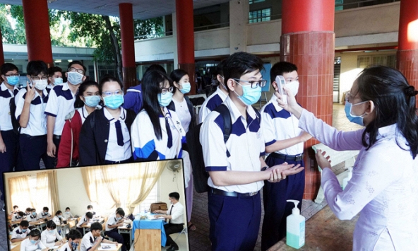 Giáo viên loay hoay với cách dạy 'nửa trực tiếp, nửa online' khi lớp học có F0