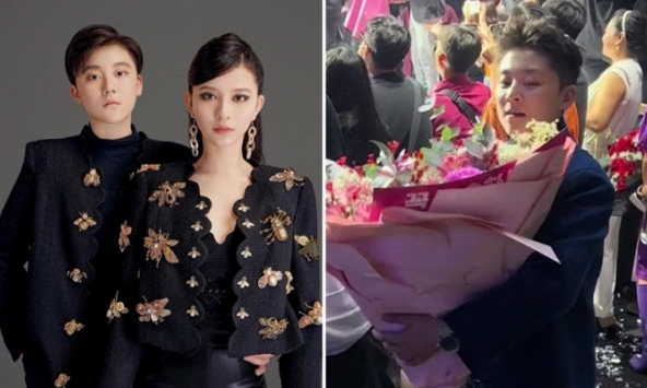 Người yêu tomboy của Á quân The Face Vietnam 2023 ôm hoa dưới khán đài 'lọt' ống kinh team qua đường