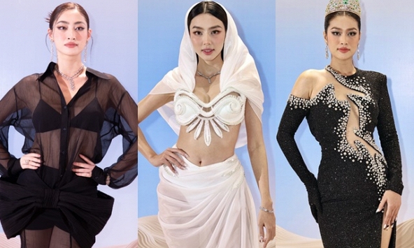 Dàn Hoa hậu đổ bộ thảm đỏ Miss Grand Vietnam 2023: Thiên Ân diện váy táo bạo, Thùy Tiên 'chơi trội'