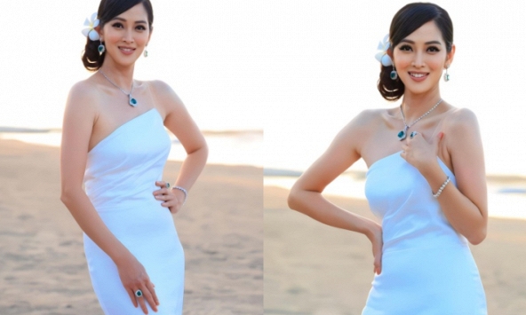 Elizabeth Thủy Tiên đeo trang sức đắt đỏ ngồi ghế nóng Hoa hậu Đại dương Việt Nam 2023 