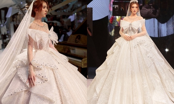 Bà xã kém 17 tuổi của Hồ Quang Hiếu gây chú ý vì diện mạo xinh đẹp khi diện váy cưới 