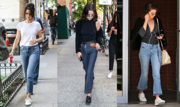 Mặc quần jeans ống đứng đơn giản mà sành điệu như Selena Gomez