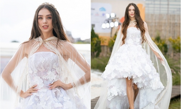 Vợ Tây của thủ môn Bùi Tiến Dung catwalk gợi cảm giữa mưa lạnh Đà Lạt