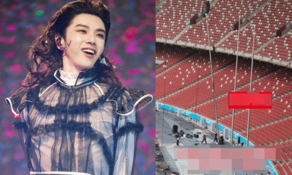 Hoa Thần Vũ tháo cả cột cờ trên SVĐ Quốc gia Bắc Kinh để chuẩn bị cho sân khấu 360 độ, concert của “đại lưu lượng” có khác!