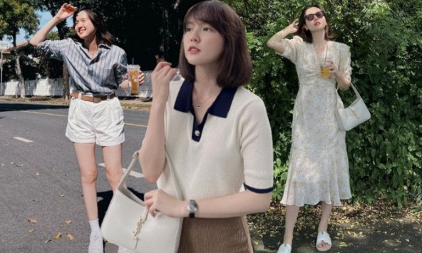 Thời trang dạo phố đơn giản mà tươi xinh của Hải Tú