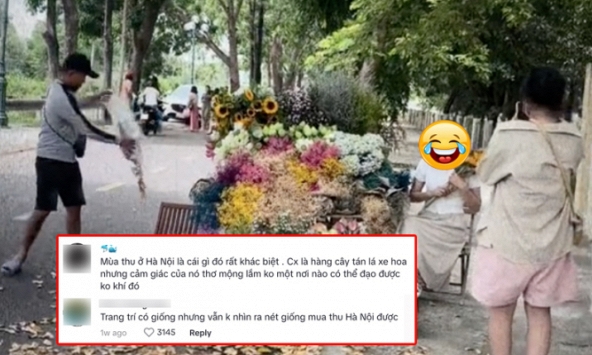 Màn bắt trend chụp ảnh xe chở hoa khiến dân mạng tranh cãi: 'Không thể nào đẹp bằng mùa thu Hà Nội?'
