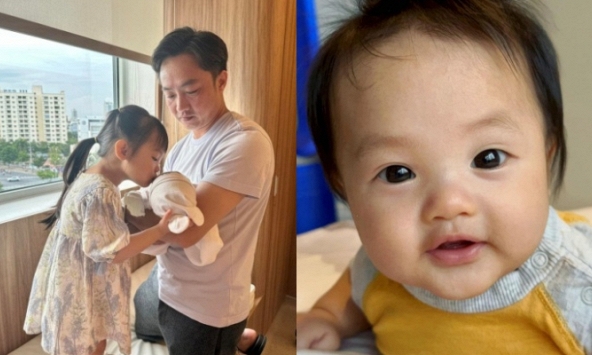 Đàm Thu Trang khoe ảnh cận mặt của quý tử, tiết lộ cực giống chị gái Suchin hồi bé