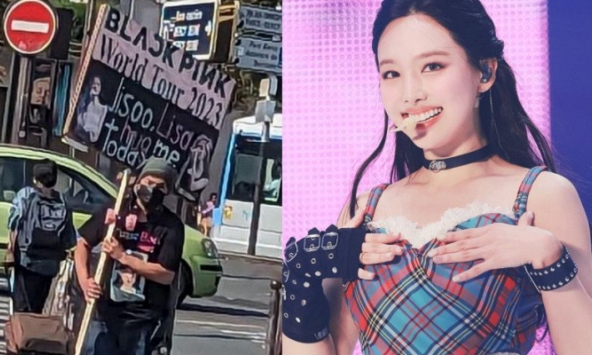 Một khán giả mặc áo hình Jennie, cầm banner BLACKPINK đến concert của TWICE khiến dân mạng ngao ngán