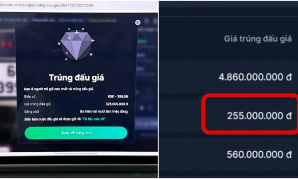 Bất ngờ kết quả đấu giá biển số xe: Biển tứ quý 6 hơn 500 triệu, biển 23456 chỉ 255 triệu