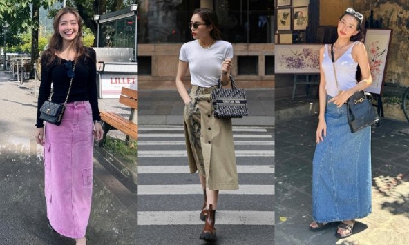 10 cách mặc chân váy dài trẻ trung như mỹ nhân Việt