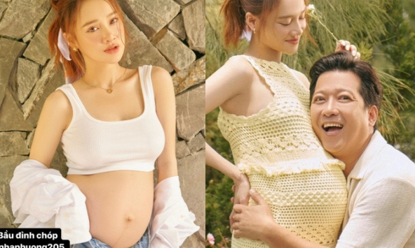 Nhã Phương lần đầu tung ảnh khoe trọn bụng bầu nét căng ở tháng cuối thai kỳ